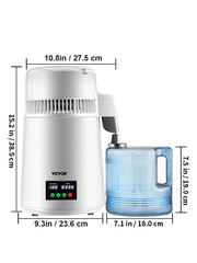 Charger l'image dans la visionneuse de galerie, SucceBuy 4L Water Distiller Purifier Filter 1 L/H Distilling Speed Dispenser Drinking Bottle Softener Touch Screen Home Use