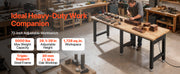 Bild in Galerie-Viewer laden, Amocart 5000 lbs Adjustable Workbench 72/96 x 24in Oak Wood Top Workstation with 4 AC Outlets Hardwood Worktable for Garage