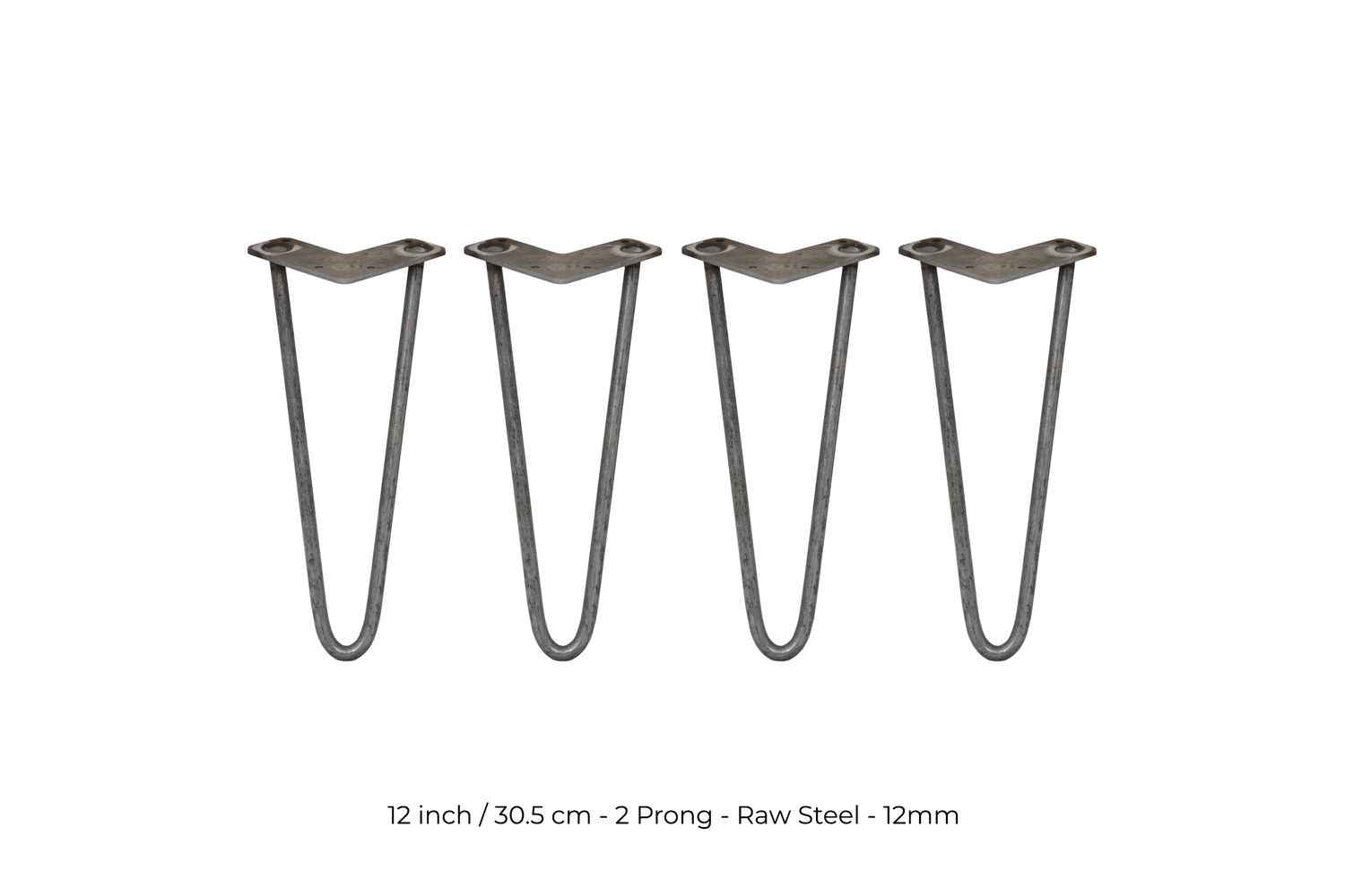 Monstershop Hairpin Legs 2 Prong | Raw Steel | 12mm