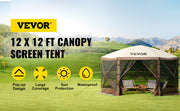 Load image into Gallery viewer, Amocart Pop-up Camping Gazebo Camping Canopy Shelter 6 Sided 12' x 12' / 10' x 10' Sun Shade Tents &amp; Canopies Camping &amp; Hiking
