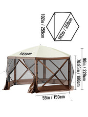 Load image into Gallery viewer, Amocart Pop-up Camping Gazebo Camping Canopy Shelter 6 Sided 12' x 12' / 10' x 10' Sun Shade Tents &amp; Canopies Camping &amp; Hiking
