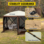 Load image into Gallery viewer, Amocart Pop-up Camping Gazebo Camping Canopy Shelter 6 Sided 12' x 12' / 10' x 10' Sun Shade Tents &amp; Canopies Camping &amp; Hiking
