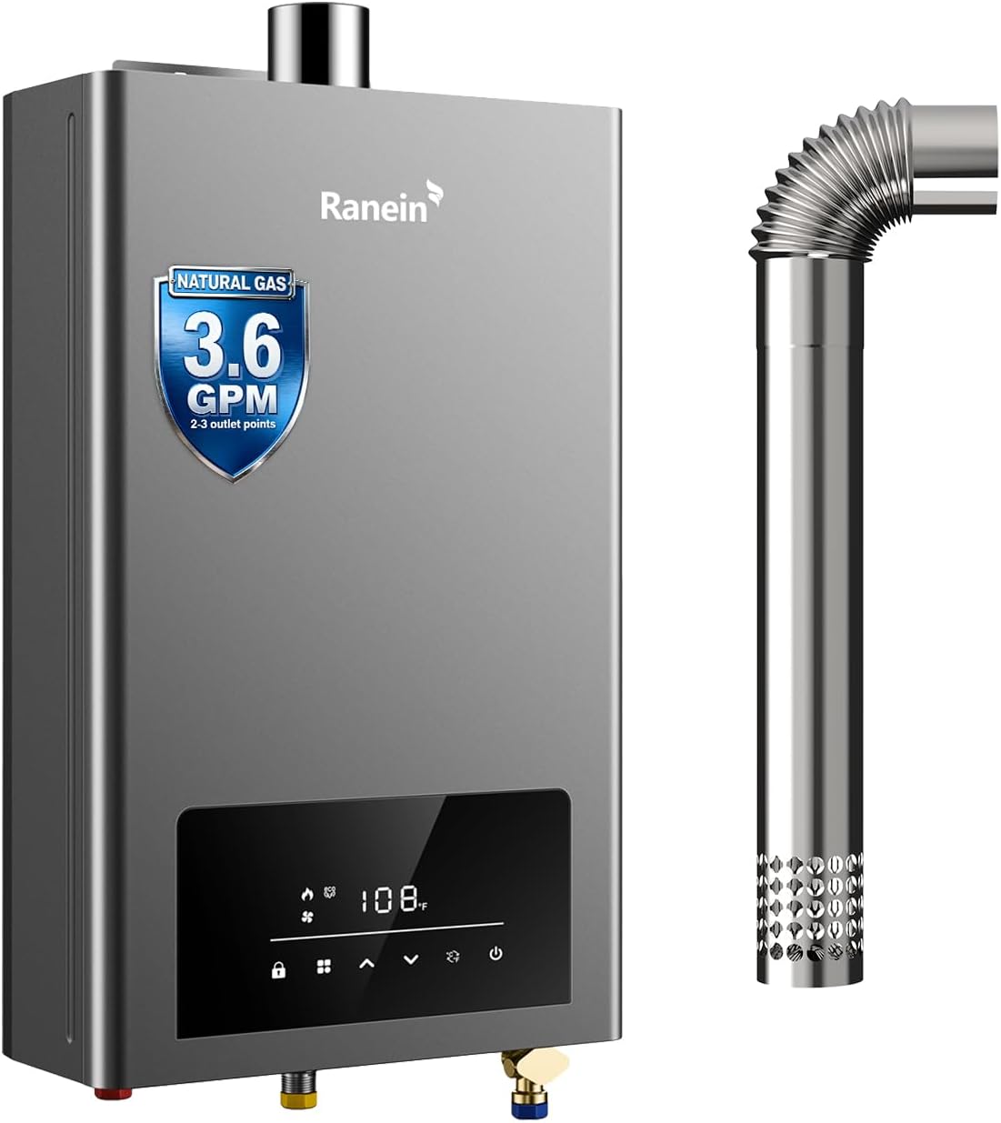 Propane Tankless Water Heater, 3.6 GPM, 80,000 BTU, Indoor