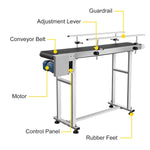 Amocart Electric Conveyor Machine PVC Belt 60W Belt Inkjet Conveyor Printer Adjustable Conveyor Table 0-25M/Min with Double Guardrail, Printing Code Conveyor Belt for Food Drinking Sticker