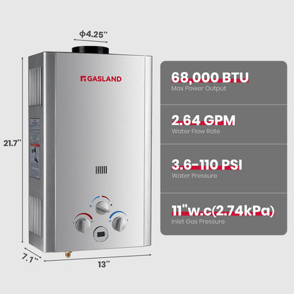 Outdoor Propane Tankless Water Heater | 2.64GPM 10L | CSA Certified