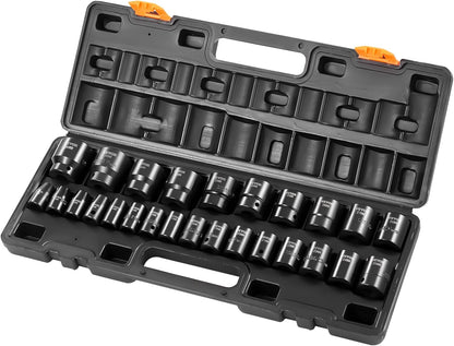 1/2" Drive Impact Socket Set 65 Piece, 3/8" to 1-1/4" and 10-24mm