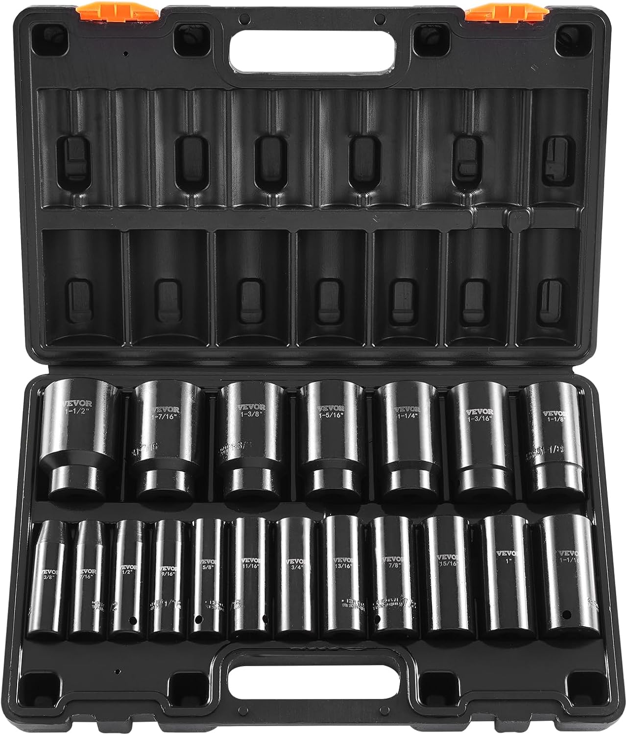 1/2" Drive Impact Socket Set 65 Piece, 3/8" to 1-1/4" and 10-24mm