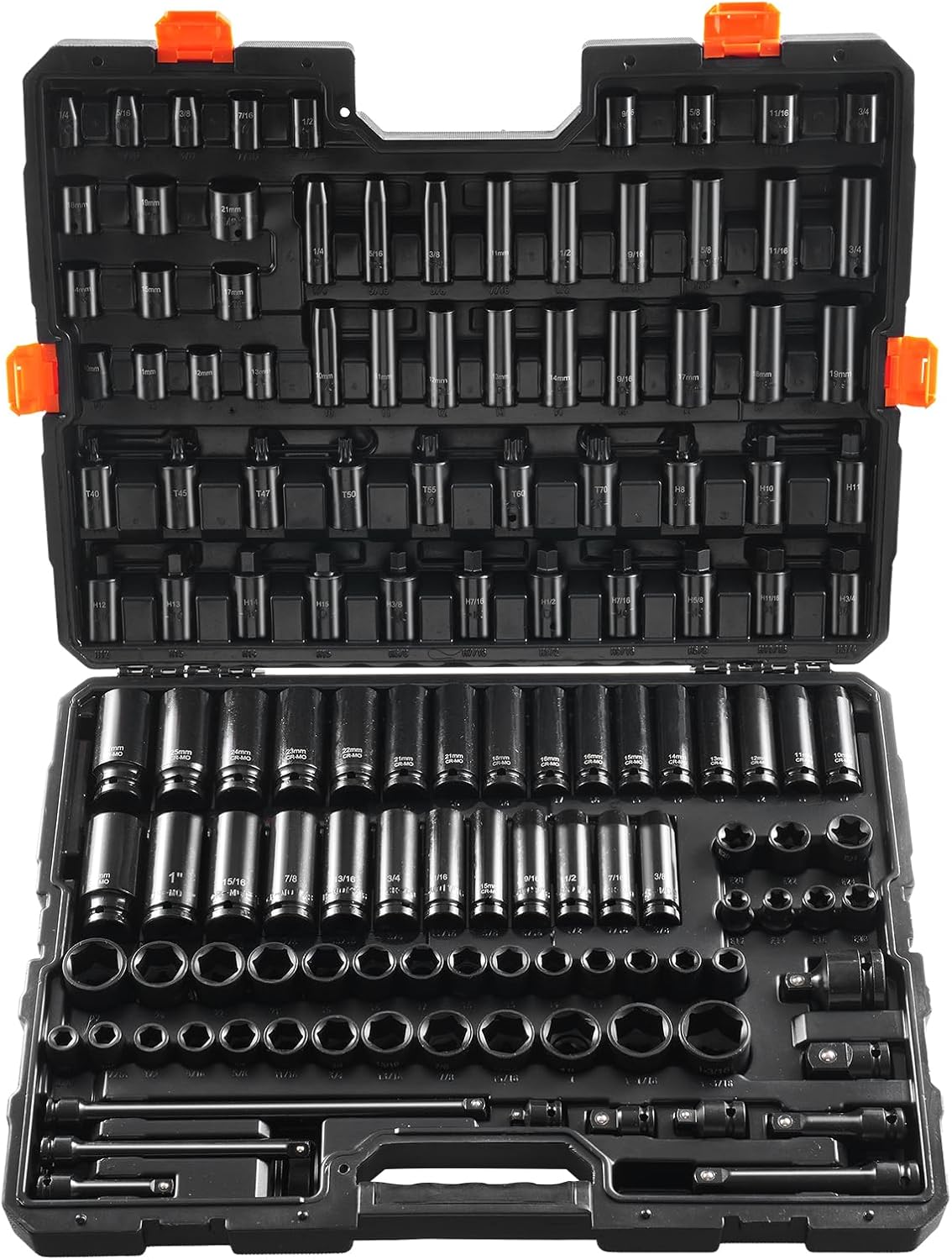 1/2" Drive Impact Socket Set 65 Piece, 3/8" to 1-1/4" and 10-24mm