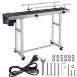 Amocart Electric Conveyor Machine PVC Belt 60W Belt Inkjet Conveyor Printer Adjustable Conveyor Table 0-25M/Min with Double Guardrail, Printing Code Conveyor Belt for Food Drinking Sticker