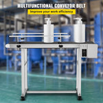 Amocart Electric Conveyor Machine PVC Belt 60W Belt Inkjet Conveyor Printer Adjustable Conveyor Table 0-25M/Min with Double Guardrail, Printing Code Conveyor Belt for Food Drinking Sticker