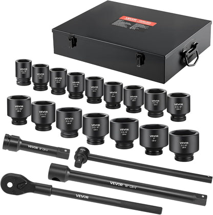 1/2" Drive Impact Socket Set 65 Piece, 3/8" to 1-1/4" and 10-24mm