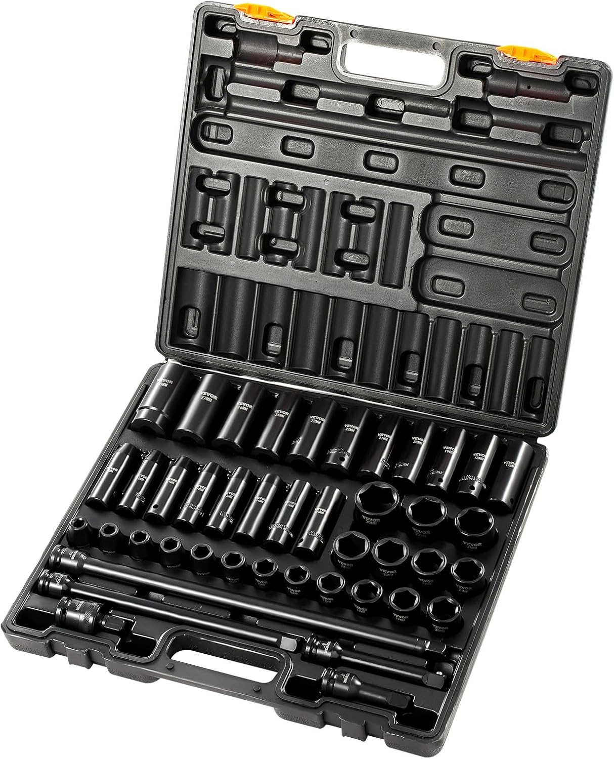 1/2" Drive Impact Socket Set 65 Piece, 3/8" to 1-1/4" and 10-24mm