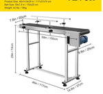 Amocart Electric Conveyor Machine PVC Belt 60W Belt Inkjet Conveyor Printer Adjustable Conveyor Table 0-25M/Min with Double Guardrail, Printing Code Conveyor Belt for Food Drinking Sticker