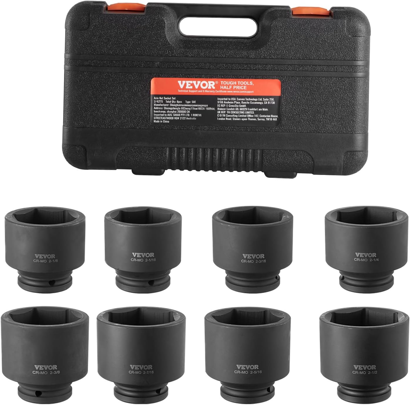 1/2" Drive Impact Socket Set 65 Piece, 3/8" to 1-1/4" and 10-24mm