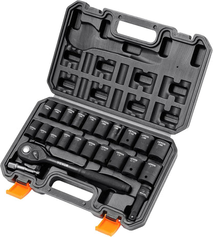 1/2" Drive Impact Socket Set 65 Piece, 3/8" to 1-1/4" and 10-24mm