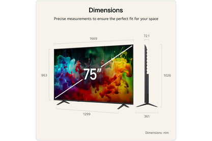 LG QNED72 75" QNED AI Mini LED 4K Smart TV (2026) | 75QNED72B6A.AEI