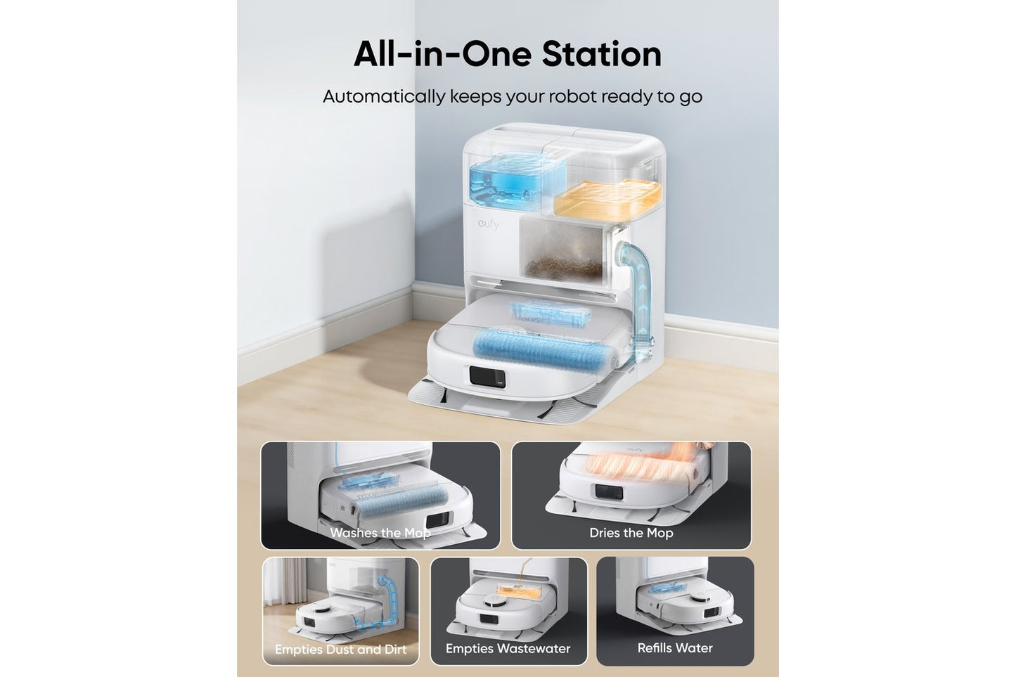 Eufy Robot Vacuum Omni C28 White with Extra Dust Bags | T211AV20