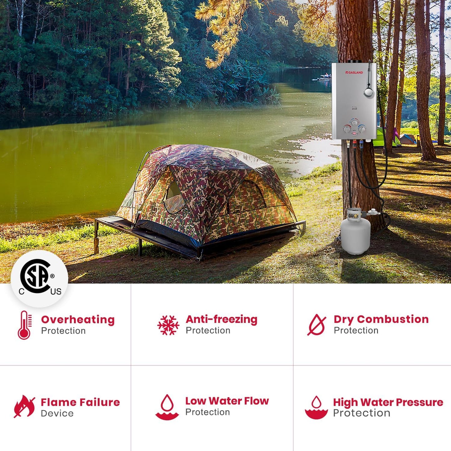 Outdoor Propane Tankless Water Heater | 2.64GPM 10L | CSA Certified