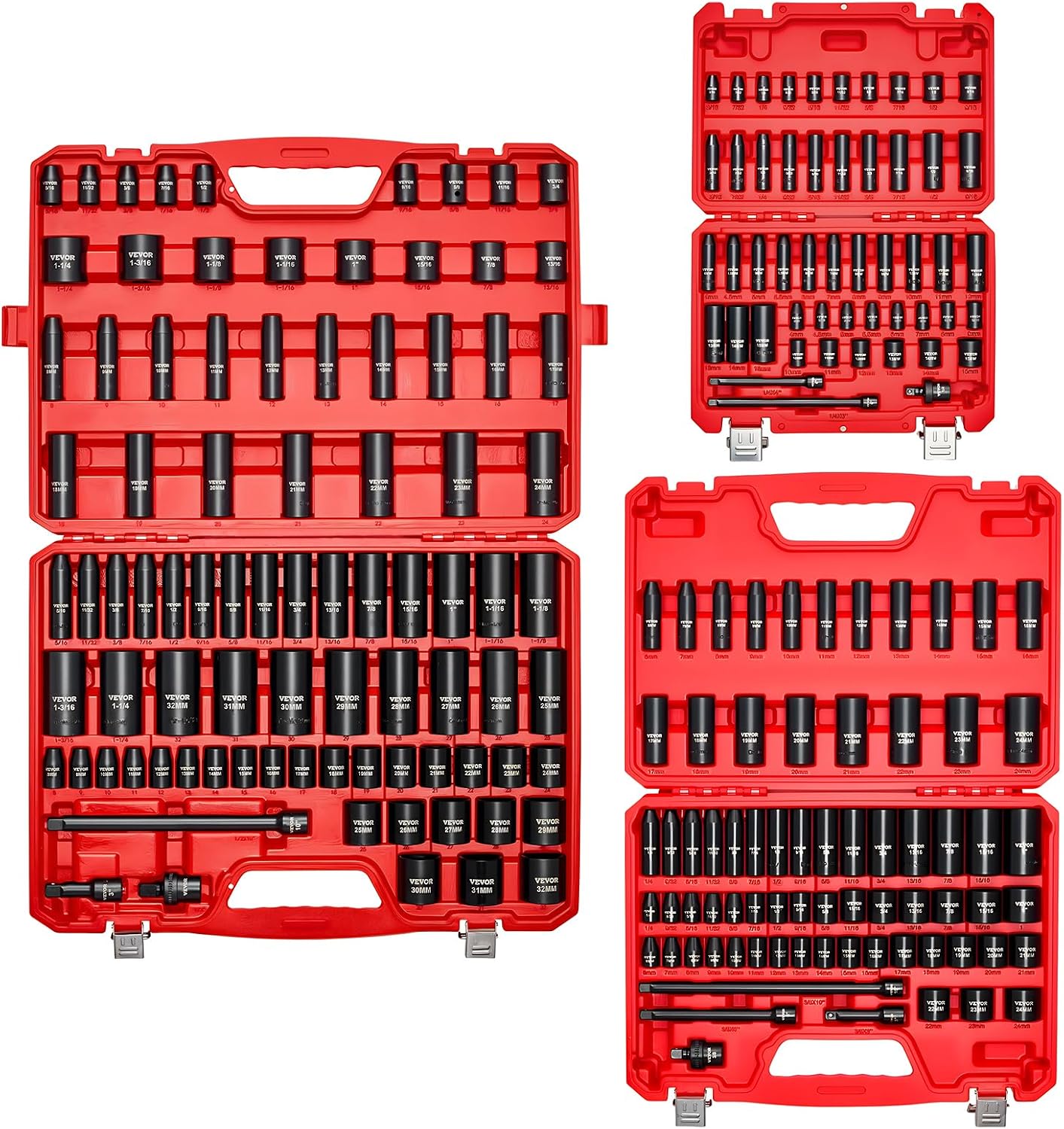 1/2" Drive Impact Socket Set 65 Piece, 3/8" to 1-1/4" and 10-24mm