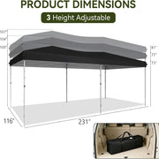 Load image into Gallery viewer, Aoxun 10x20ft Pop Up Gazebo With Sides Waterproof Outdoor Canopy With Wheeled Carry Bag 4 Weight Bags 12 Stakes 6 Ropes Heavy Duty Instant Shelter For Garden Party BBQ
