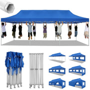 Charger l'image dans la visionneuse de galerie, 10x30ft Pop Up Canopy Tent Gazebo Party Heavy Duty Marquee Awning With 8 Sidewall Outdoor Commercial Event Instant Tent Gazebo
