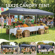 Charger l'image dans la visionneuse de galerie, Nordivale 10x20FT Pop Up Gazebo Tent with 6 Sidewalls Waterproof Folding Canopy for Wedding Outdoor Party Commercial Market
