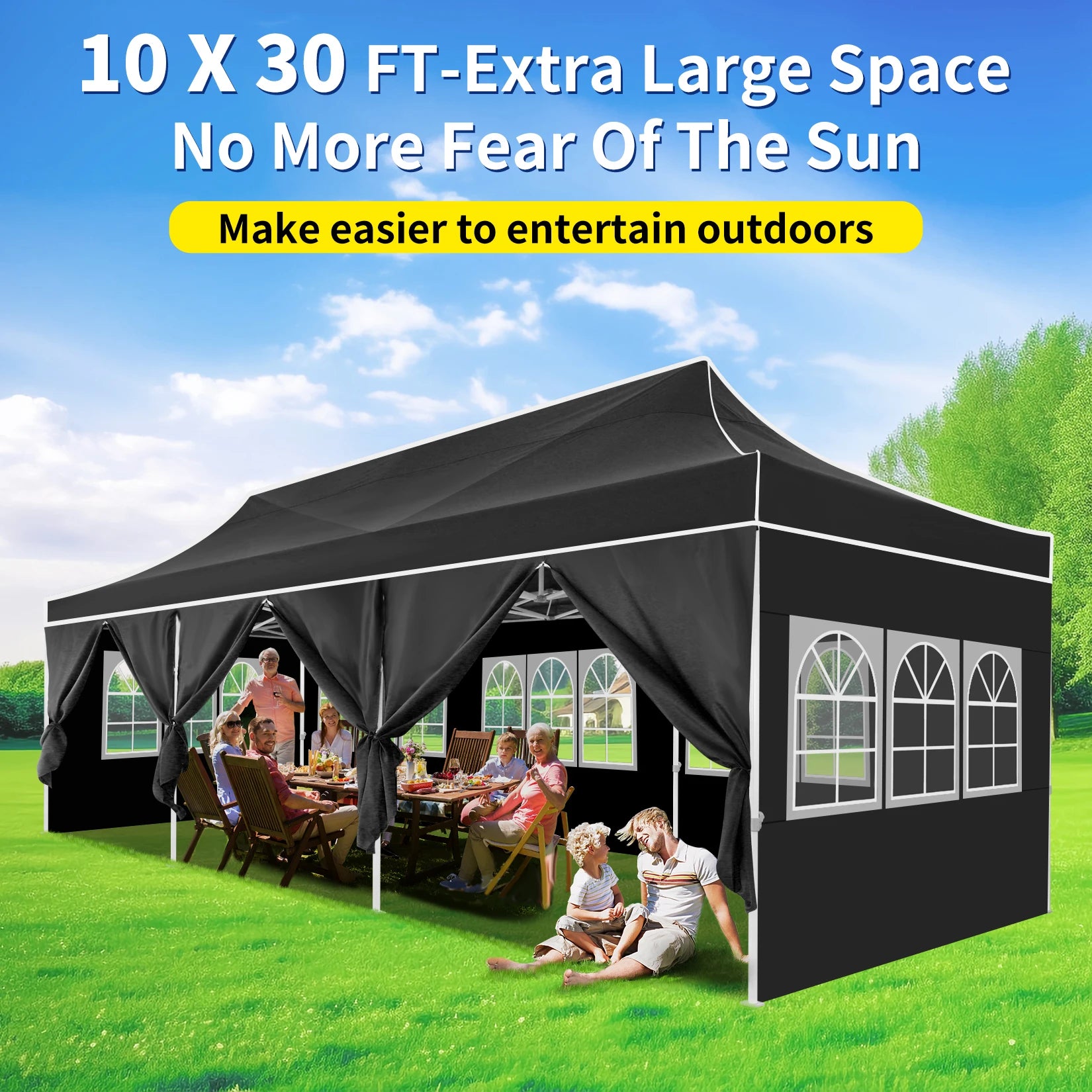10x30ft Pop Up Canopy Tent Gazebo Party Heavy Duty Marquee Awning With 8 Sidewall Outdoor Commercial Event Instant Tent Gazebo