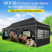 Charger l'image dans la visionneuse de galerie, 10x30ft Pop Up Canopy Tent Gazebo Party Heavy Duty Marquee Awning With 8 Sidewall Outdoor Commercial Event Instant Tent Gazebo
