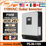 PowMr 3KVA Hybrid Solar Inverter 24VD to 110VAC Output Pure Sine Wave 50A PWM Solar Charger Controller For Solar Panel 80VDC