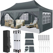 Load image into Gallery viewer, 10x20ft Pop Up Canopy Gazebo With 6 Sidewall Wedding Party Outdoor Gazebos UV50+ Waterproof Tent For Parties 3 Adjustable Height
