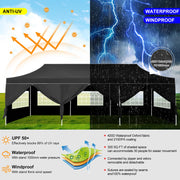 Charger l'image dans la visionneuse de galerie, 10x30ft Pop Up Canopy Tent Gazebo Party Heavy Duty Marquee Awning With 8 Sidewall Outdoor Commercial Event Instant Tent Gazebo
