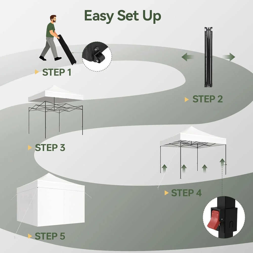 Aoxun 3 x 3m Pop-Up Gazebo Waterproof Heavy-Duty Canopy Tent with Sidewalls, UV Protection, Roller Bag, and Sandbags for Camping, Beach, Weddings, Parties, and Outdoor Shelter