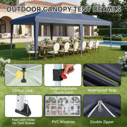 Charger l'image dans la visionneuse de galerie, Nordivale 10x20FT Pop Up Gazebo Tent with 6 Sidewalls Waterproof Folding Canopy for Wedding Outdoor Party Commercial Market
