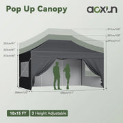 Charger l'image dans la visionneuse de galerie, Aoxun 10x15FT Pop Up Gazebo with Sides Heavy Duty Waterproof Outdoor Canopy Tent with Roller Bag and Sandbags for Parties Weddings
