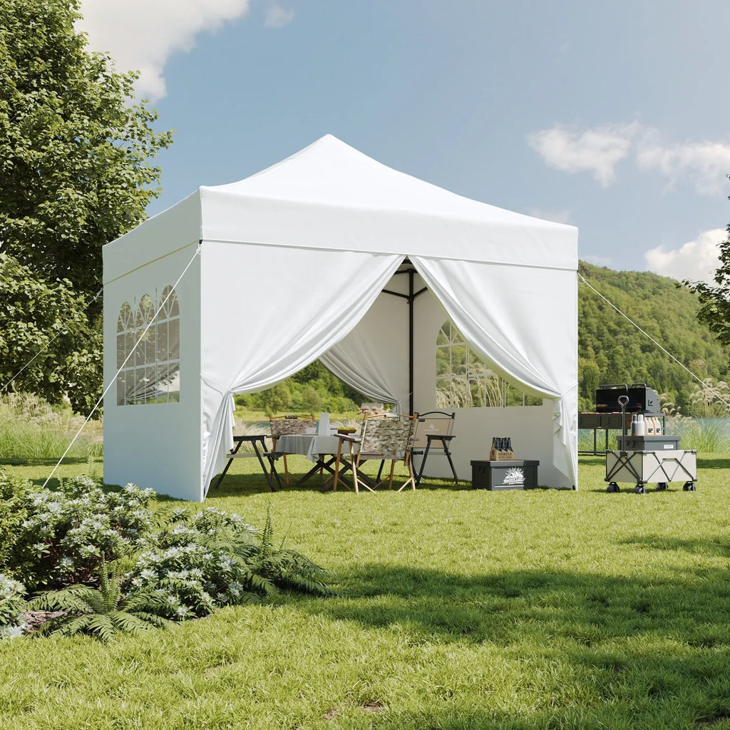 Aoxun 3 x 3m Pop-Up Gazebo Waterproof Heavy-Duty Canopy Tent with Sidewalls, UV Protection, Roller Bag, and Sandbags for Camping, Beach, Weddings, Parties, and Outdoor Shelter
