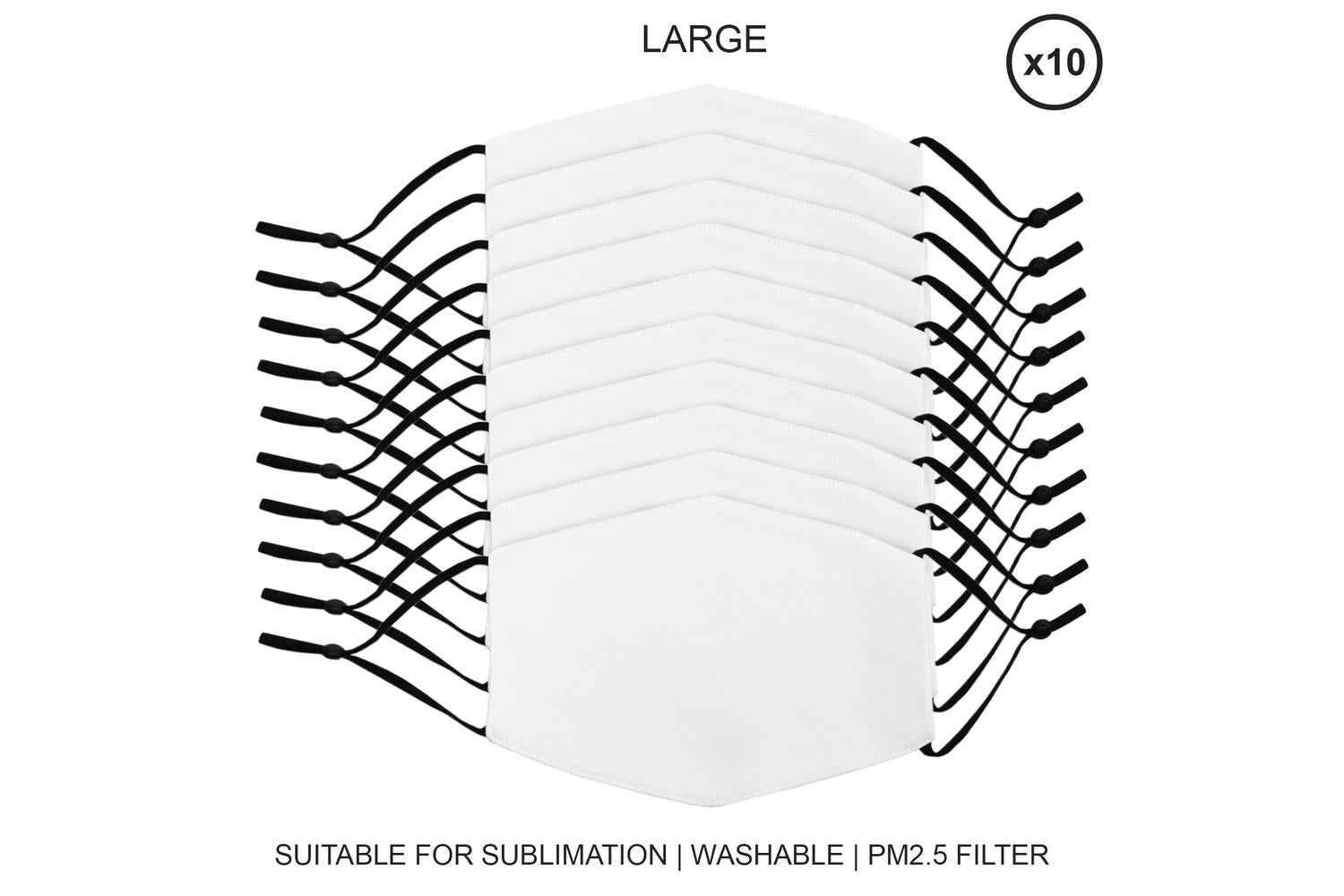 Monstershop 27383 - Large Face Masks Sublimation Blanks / 10