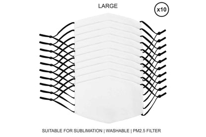 Monstershop 27383 - Large Face Masks Sublimation Blanks / 10