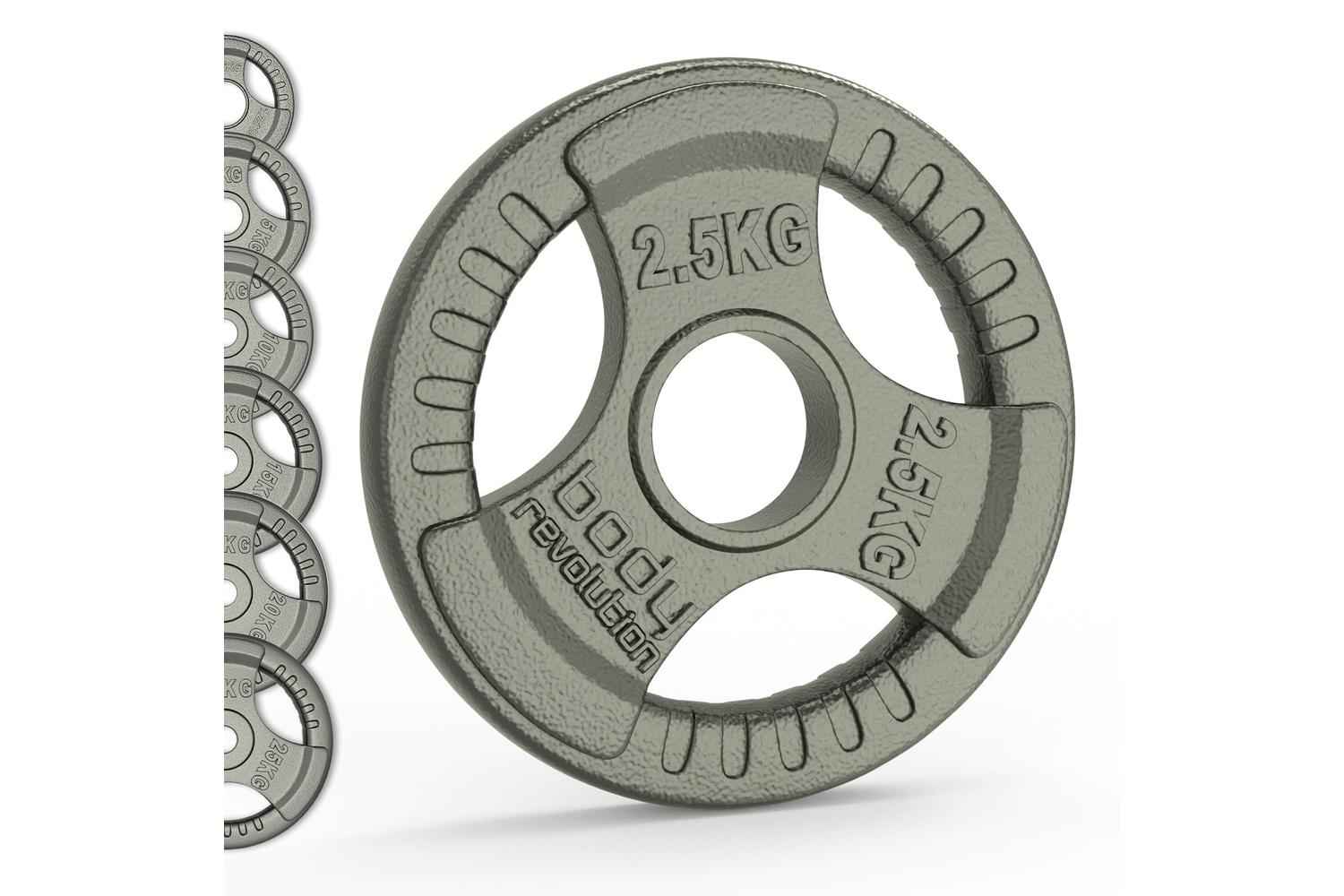 Olympic Tri Grip Cast Iron Weight Plates Pairs Sets 2 X 2.5kg