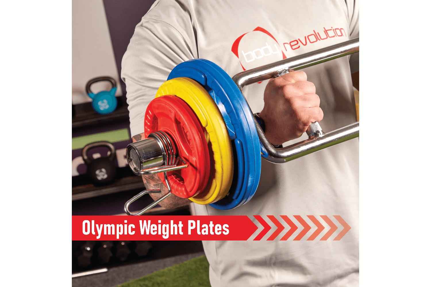 Olympic Tri-grip Rubber Weight Plates Colour Pairs Sets 2.5 Kg