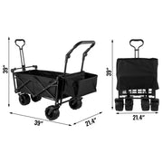 Load image into Gallery viewer, SucceBuy Folding Wagon Cart Adjustable Handle Bar Removable Canopy Oxford Cloth Collapsible Shopping Outdoor Camping Beach Cart - AMOCART
