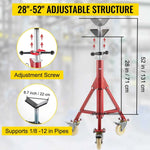 Amocart Pipe Holding Stand Folding Tripod Jack 3 Types Heights 12in Pipeworking Supporting Clamped Tool with Roller Head