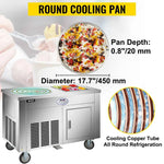 Amocart Commercial Fried Ice Cream Roll Machine w/ 6 Buckets Single Square Pan Stainless Steel Home Ice Cream Porridge Maker