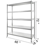 Amocart 4-Tier Stainless Steel Commercial Storage Rack Shelf for Kitchen Warehouse Garage Storing Kitchenware