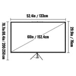 Amocart 60 70 80 90 100 110 in Tripod Projector Screen W/ Stand 16:9 4K HD Portable Home Cinema for Indoor & Outdoor Projection