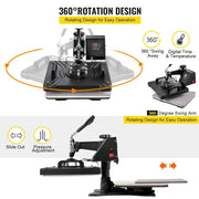 Load image into Gallery viewer, Amocart Combo Heat Press Machine 5/6/8 in 1 30*38CM 38*38CM Muntifunctional Sublimation Printer Transfer Mug Hat Plate T-Shirt
