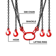 Load image into Gallery viewer, SucceBuy Lifting Chain Sling Lifts 5Tonne 1.5M 3M 4M X 5/16 Inch Heavy Duty With 4 Legs Grade Hooks and Adjuster G80 Alloy Steel - AMOCART
