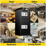 Load image into Gallery viewer, Amocart 33" Double Door Safe Deposit Box Secret Hidden Piggy Bank Steel Separate Storage Space Electronic Lock for Office Home
