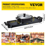 Amocart 2in1 Electric BBQ Pan Grill Hot Pot Multifunction Home Portable Smokeless Nonstick Detachable Hot Pot Barbecue Plate