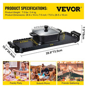 Load image into Gallery viewer, Amocart 2in1 Electric BBQ Pan Grill Hot Pot Multifunction Home Portable Smokeless Nonstick Detachable Hot Pot Barbecue Plate
