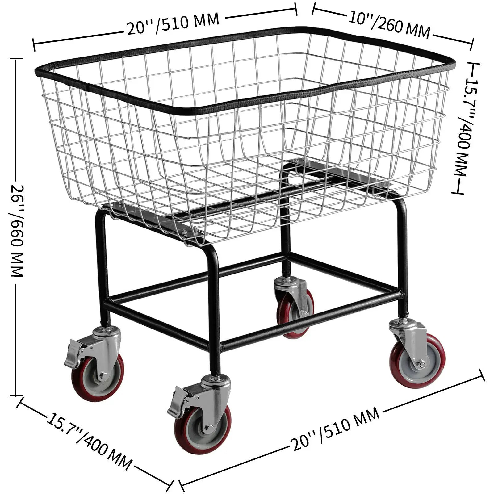 SucceBuy Commercial Wire Laundry Cart Laundry Basket 2.5/4.5 Bushel Heavy Duty with 4Inch Wheels for Home Bathroom Laundry Rooms